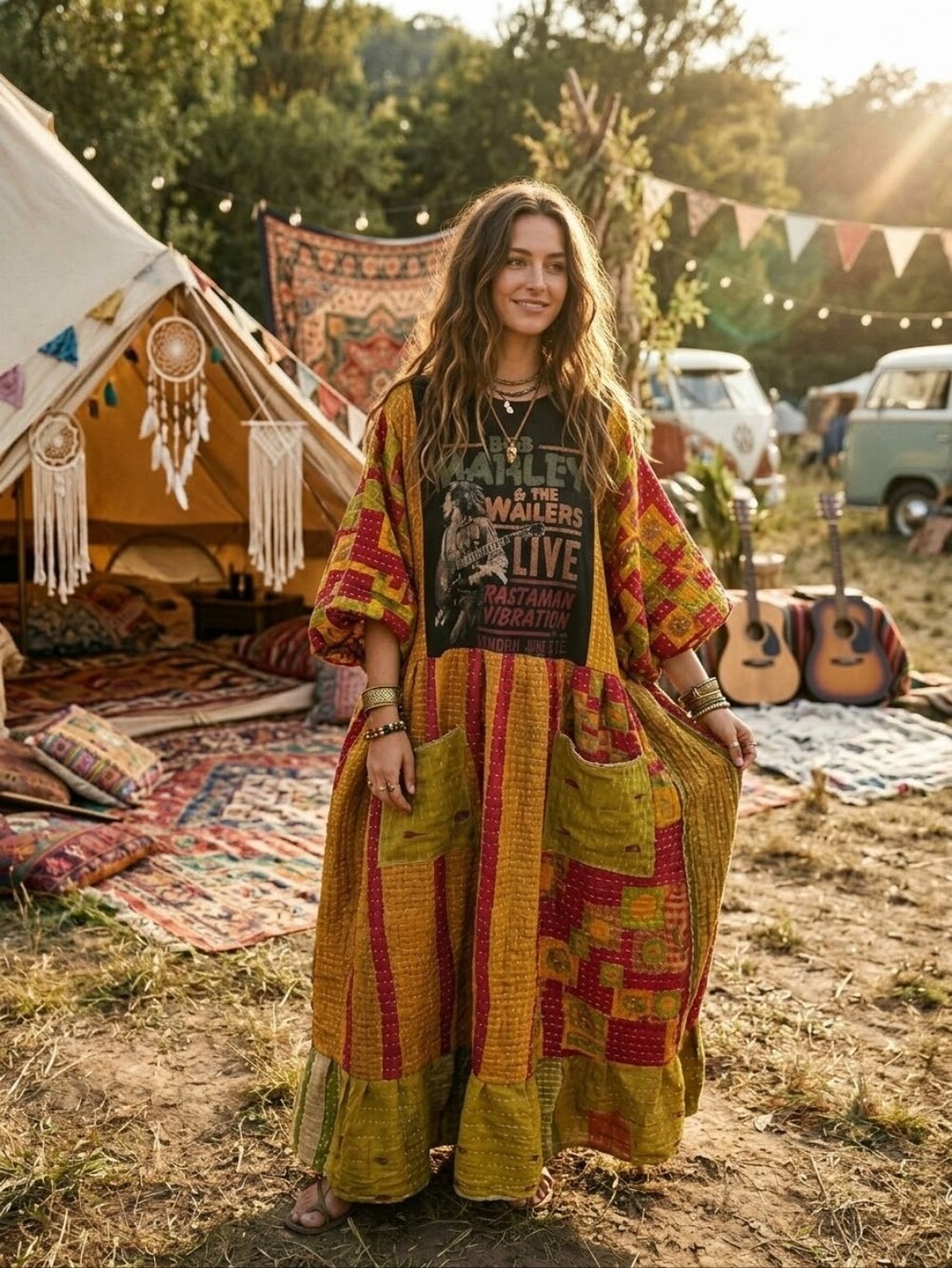 CUSTUM OOAK BOB MARLEY KANTHA DRESS OSFM
